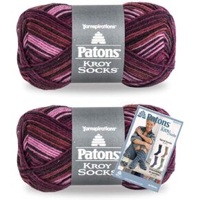 Kroy Socks Yarn, 2-Pack, Amethyst Stripes Plus Pattern