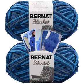 Bernat Blanket Yarn - Big Ball (10.5 oz) - 2 Pack with Pattern Cards in Color (North Sea)