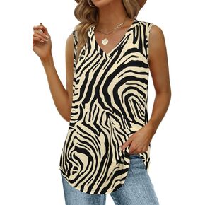 Grace's Secret Womens Fashion Summer Tank Tops V Neck Tops Casaul Sleeveless Shirts Loose Flowy Tunics Tees