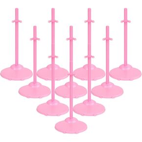 Doll Stands, Doll Stands Display Holder with Adjustable Waist Clip, Pink Doll Support Stand for 11 to 13 Inch Dolls Action Figure Stand Doll Accessories (10pc)