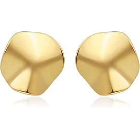 Hammered Disc Ear Stud Earrings for Women,18K Gold Plated Texture Circle Round Earrings,Dainty Coin Unique Earrings Hypoallergenic Stainless Steel Statement Minimalist Jewelry