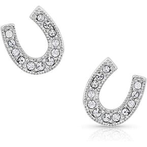 Montana Silversmiths Western Lifestyle Horseshoe Earrings (Crystal Clear Stuck on Luck)