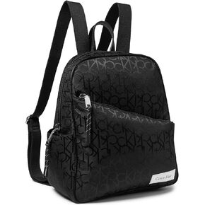 Calvin Klein Women's Evie Signature Backpack, Black, Medium