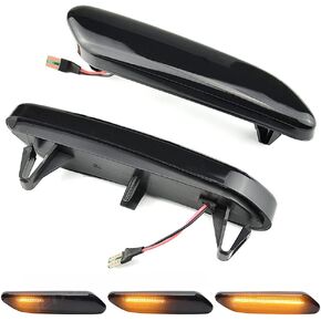 Sequential Front Fender Side Marker Turn Signal Light Led Repeater Indicator Blinker Lamp Compatible with MINI Cooper R60 COUNTRYMAN R61 PACEMAN, Clear Lens Amber Color