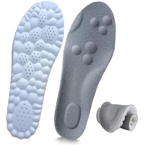 4D Cloud Technology Insole, Cloudstride 4D Insoles, Super Soft 4D Insoles, Acupoint Massage Insole for Foot (All Black, Men 4-4.5/Women 5.5-6)