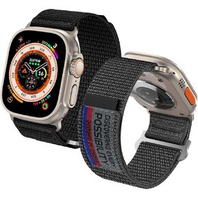 XL XXL Big Wrist Band Compatible with Apple Watch Ultra 49mm iWatch Series 9 8 7 45mm Ankle Nylon Soft Breathable Strap for Series 6 5 4 3 2 1 44 42mm Men Women Arm Band, Black and Gray