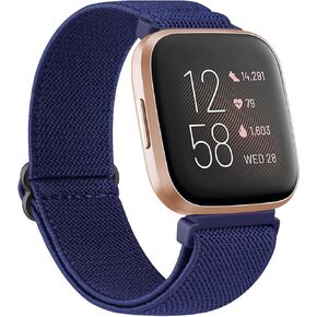 AK Elastic Band Compatible with Fitbit Versa 2 Bands/Fitbit Versa Bands for Women Men, Adjustable Soft Stretchy Nylon Straps for Fitbit Versa 2 / Fitbit Versa/Versa Lite/Versa SE Smart Watch