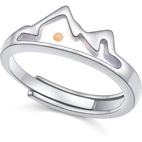 DAOCHONG 925 Sterling Silver Mustard Seed Mountain Rings for Women Faith Can Move Mountains Matthew 17:20 Jewelry Christian Climbing Jewelry Inspirational Gift