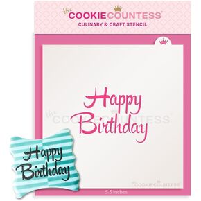 Brush Script Happy Birthday Stencil
