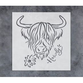 GSS Designs Highland Cow Stencils 12x12Inch Heifer Stencils Farmhouse Craft Stencils Cow Stencils for Painting on Wood Wall Furniture Crafts