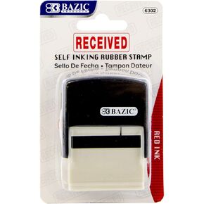 BAZIC Received Self Inking Rubber Stamp (Red Ink), Stamp Impression Size 1.41" x 0.47", Great for Office, Shipping, Receiving, Accounting, Expiration, Due Dates, 1-Pack