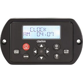 Clarion MW3 Wired Remote Control with 2-Line LCD Display (Flush Mount) Controls all major source unit functions. Backlighting on Display and Keypad Water Resistant: IPX5 front