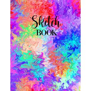 كتاب رسم: دفتر ملاحظات كبير للخربشة أو الرسومات أو الرسم: 100 صفحة، 8.5 بوصة × 11 بوصة. غطاء خلفية رخامي كراسة الرسم مجلة رسم ورقية فارغة