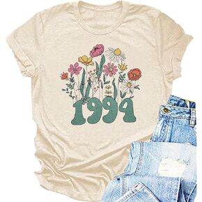 30th Birthday Shirt for Women Vintage 1994 T-Shirt Thirty Bday Party Gifts Funny Flower Graphic Short Sleeves Tee Tops