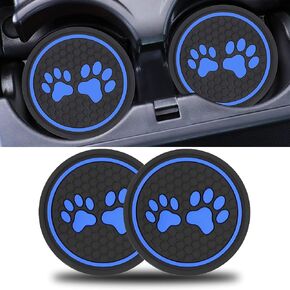 jeseny 2 PCS Car Cup Holder Coaster, 2.75 Inch Universal Auto Silicone Anti Slip Cute Dog Paw Car Coasters, Car Interior Accessories for Most Cars, Trucks, RVs and More (Black & Yellow)