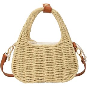 Obosoyo Straw Purses for Women 2024 Woven Handbags Handmade Straw Crossbody Beach Bag Square Boho Clutch Bag