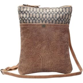 Myra Bag Honey Bee Leather & Upcycled Canvas Crossbody Bag S-1152 in Saudi Arabia