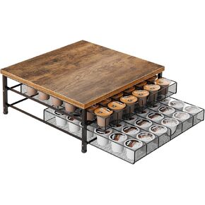 Coffee Pod Holder for K Cup Holder Drawer, 2 Tier Sliding Baskets Coffee Pod Drawer for Counter, 72 Capacity Coffee Pods Organizer Cups Capsule for Coffee Station, Black