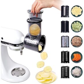 Slicer/Shredder Grater Attachment for Kitchen Aid Stand Mixer with 5 Blades, Cheese Grater Attachment, Compatible with Kitchenaid Mixer Accessories