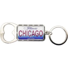 Chicago Chrome Illinois License Plate Bottle Opener Keychain