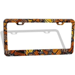 Licenses Plate Covers Holders,Orange Monarch Butterflies License Plate Frame Tag Holder Cover, 12X6 INCH