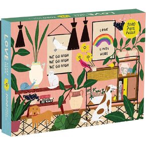 Galison Love Lives Here 1000 Piece Jigsaw Puzzle for Adults and Families, Inspirational Puzzle with Quotes and Positive Messages, Multicolor