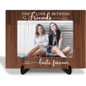 Friends Wooden Picture Frame with Stand Friendship Gift for Besties Sisters Women Men Boy Girl Graduation Farewell Gifts, Shelf Home Desk Decor Photo Frame Tabletop Display 4x6 Horizontal -17