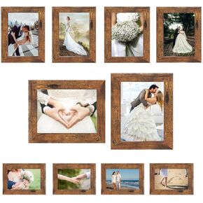 10 pack Picture Frame Set with Two 8x10,Four 5x7,Four 4x6, Rustic Collage Gallery Wall Frame, Farmhouse wood Photo Frames for living room Wall Gallery Decor or Desk,Black