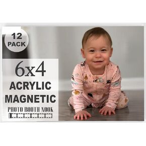 Photo Booth Nook | Magnetic Photo Frames for Refrigerator 4x6 (1 Count) | Clear Acrylic Picture frames 4x6 | Vertical Orientation