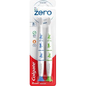 Colgate Zero Kids Toothbrush with Extra Soft Bristles and Suction Cup Holder, BPA Free - 2 Count