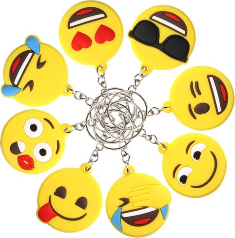 سلاسل مفاتيح الرموز التعبيرية حلقات مفاتيح صغيرة على شكل رموز تعبيرية لحفلات الصيف حقيبة هدايا حشو هدايا الفصول الدراسية تبادل لوازم حفلات أعياد الميلاد 24 قطعة in Saudi Arabia