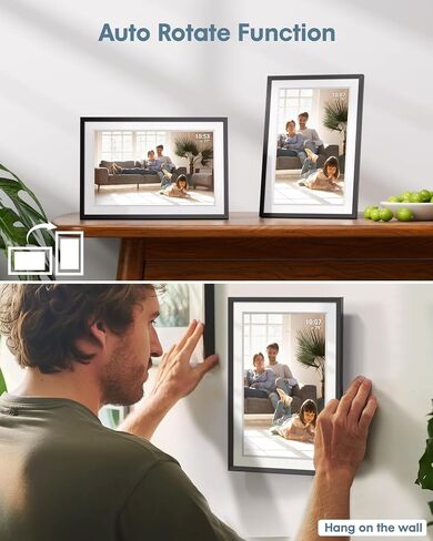 Digital Photo Frame WiFi, 10.1 Inch Frameo Smart Electronic Picture Frame with 32GB Storage, 1280x800 IPS Touch Screen, Auto-Rotate, Wall Mountable, Share Photos/Videos Instantly from Anywhere in Saudi Arabia