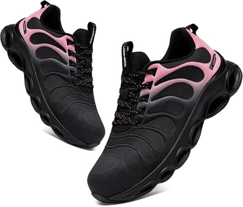 أحذية LARNMERN ذات مقدمة فولاذية عريضة للنساء للعمل مقاومة للكسر وغير قابلة للتدمير، أحذية رياضية للتنس خفيفة الوزن وملونة وعصرية (8، وردي خوخي) in Kuwait