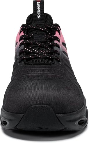 أحذية LARNMERN ذات مقدمة فولاذية عريضة للنساء للعمل مقاومة للكسر وغير قابلة للتدمير، أحذية رياضية للتنس خفيفة الوزن وملونة وعصرية (8، وردي خوخي) in Kuwait