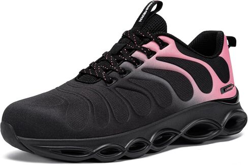 أحذية LARNMERN ذات مقدمة فولاذية عريضة للنساء للعمل مقاومة للكسر وغير قابلة للتدمير، أحذية رياضية للتنس خفيفة الوزن وملونة وعصرية (8، وردي خوخي) in Kuwait