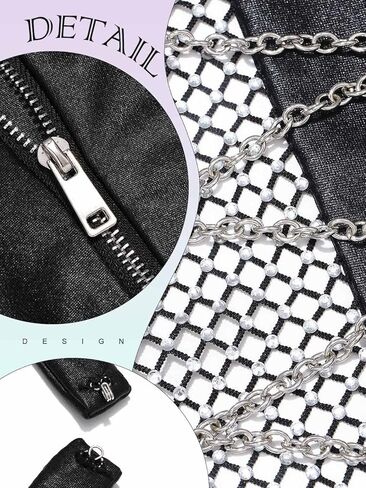 Asooll Punk حجر الراين شبكة مشد أعلى أسود الرسن بوستير أعلى ديسكو نادي المحاصيل قمم للنساء in Kuwait