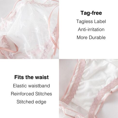 ملابس داخلية نسائية من الدانتيل، سراويل داخلية قطنية مثيرة بيكيني بطباعة نجمة لامعة، 6 قطع in Kuwait