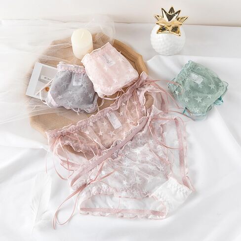 ملابس داخلية نسائية من الدانتيل، سراويل داخلية قطنية مثيرة بيكيني بطباعة نجمة لامعة، 6 قطع in Kuwait