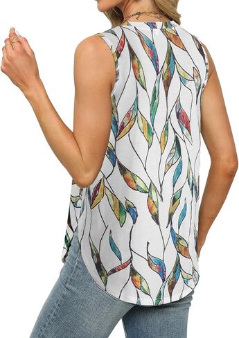 Grace's Secret Womens Fashion Summer Tank Tops V Neck Tops Casaul Sleeveless Shirts Loose Flowy Tunics Tees in Saudi Arabia