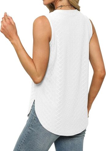 Grace's Secret Womens Fashion Summer Tank Tops V Neck Tops Casaul Sleeveless Shirts Loose Flowy Tunics Tees in Saudi Arabia