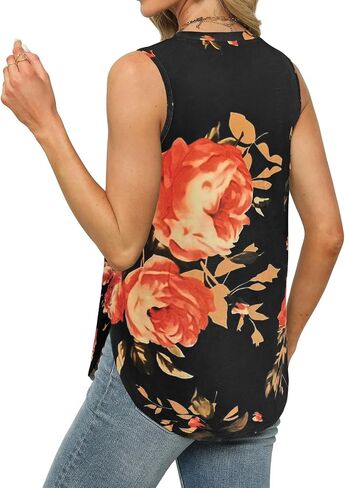 Grace's Secret Womens Fashion Summer Tank Tops V Neck Tops Casaul Sleeveless Shirts Loose Flowy Tunics Tees in Saudi Arabia