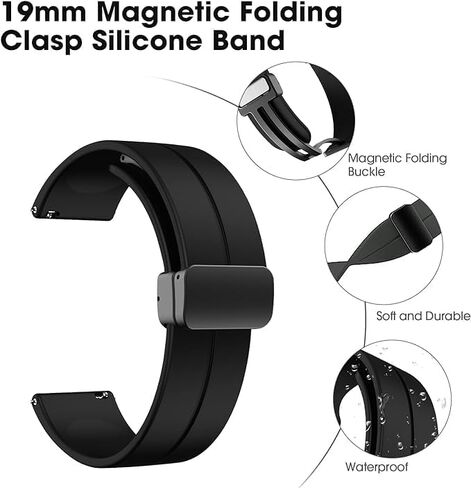Magnetic Silicone Watch Band for Garmin Vivoactive 5 / Garmin Vivoactive 3 Watch Band, Garmin Vivomove 3 / Garmin Approach Bands,Magnet Folding Buckle Replacement Sport Strap for Men Women in Saudi Arabia