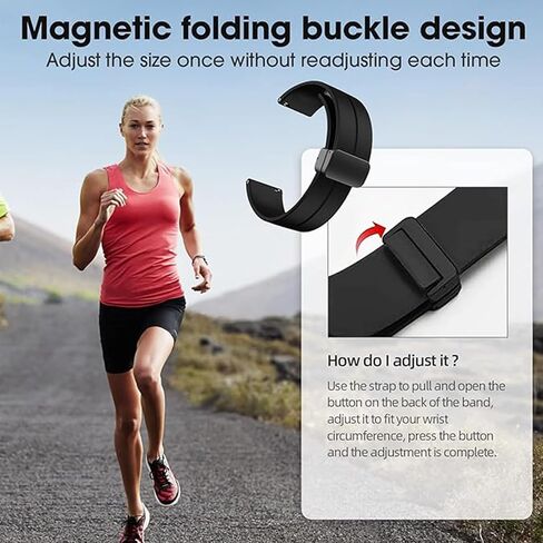Magnetic Silicone Watch Band for Garmin Vivoactive 5 / Garmin Vivoactive 3 Watch Band, Garmin Vivomove 3 / Garmin Approach Bands,Magnet Folding Buckle Replacement Sport Strap for Men Women in Saudi Arabia