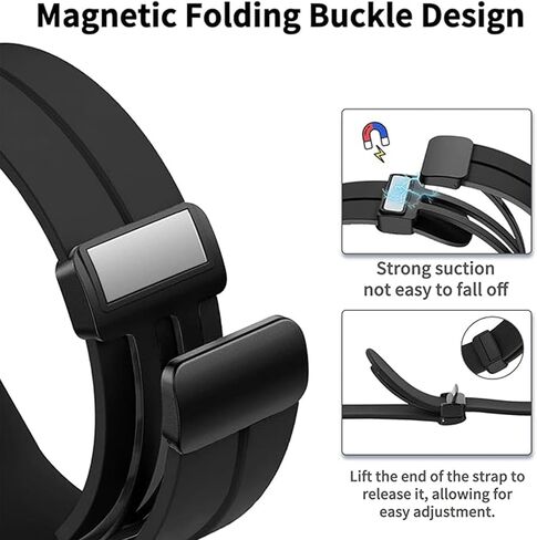 Magnetic Silicone Watch Band for Garmin Vivoactive 5 / Garmin Vivoactive 3 Watch Band, Garmin Vivomove 3 / Garmin Approach Bands,Magnet Folding Buckle Replacement Sport Strap for Men Women in Saudi Arabia