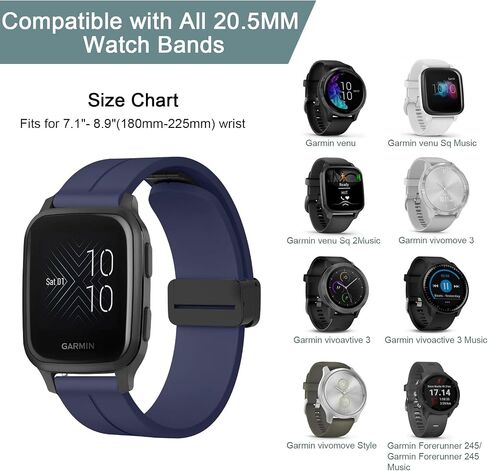 Magnetic Silicone Watch Band for Garmin Vivoactive 5 / Garmin Vivoactive 3 Watch Band, Garmin Vivomove 3 / Garmin Approach Bands,Magnet Folding Buckle Replacement Sport Strap for Men Women in Saudi Arabia