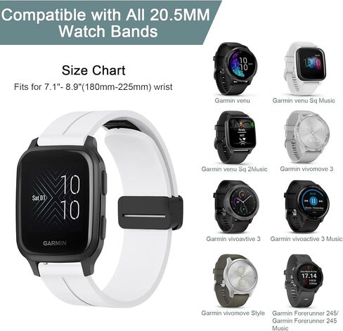Magnetic Silicone Watch Band for Garmin Vivoactive 5 / Garmin Vivoactive 3 Watch Band, Garmin Vivomove 3 / Garmin Approach Bands,Magnet Folding Buckle Replacement Sport Strap for Men Women in Saudi Arabia
