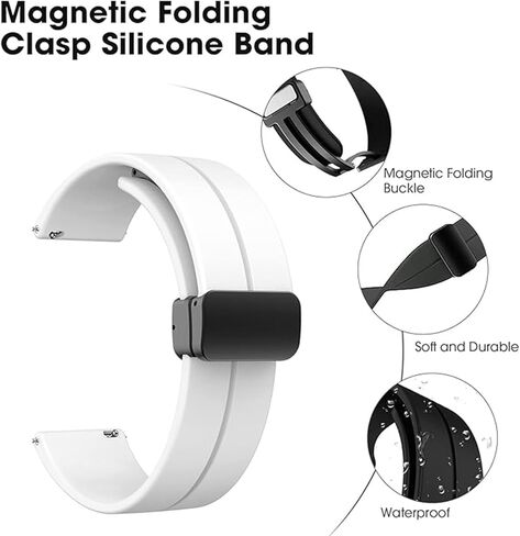 Magnetic Silicone Watch Band for Garmin Vivoactive 5 / Garmin Vivoactive 3 Watch Band, Garmin Vivomove 3 / Garmin Approach Bands,Magnet Folding Buckle Replacement Sport Strap for Men Women in Saudi Arabia