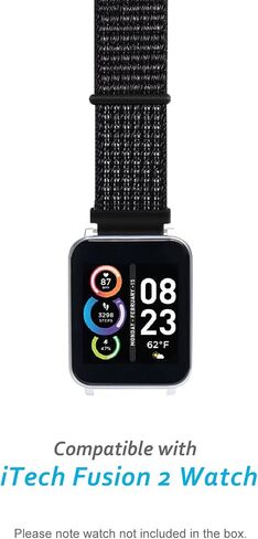 BlackPro متوافق مع iTech Fusion 2 / iTech Fusion 2R Watch Bands، تصميم بخطاف وحلقة من النايلون، مسامي وقابل للتعديل مع دبابيس سريعة الفك in Kuwait