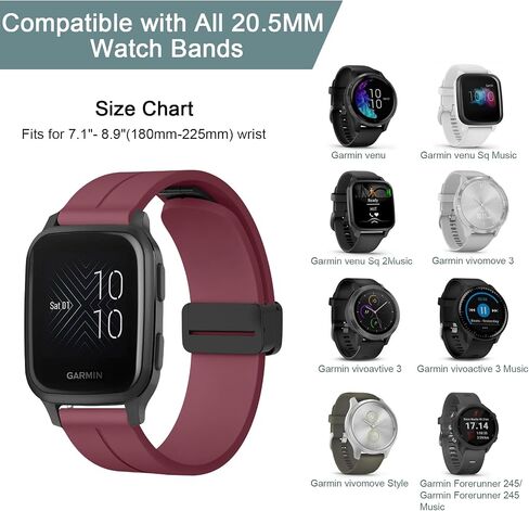 حزام ساعة سيليكون مغناطيسي لساعة Garmin Vivoactive 5 / Garmin Vivoactive 3، Garmin Vivomove 3 / Garmin Approach Bands، حزام رياضي بديل بإبزيم مغناطيسي قابل للطي للرجال والنساء in Saudi Arabia