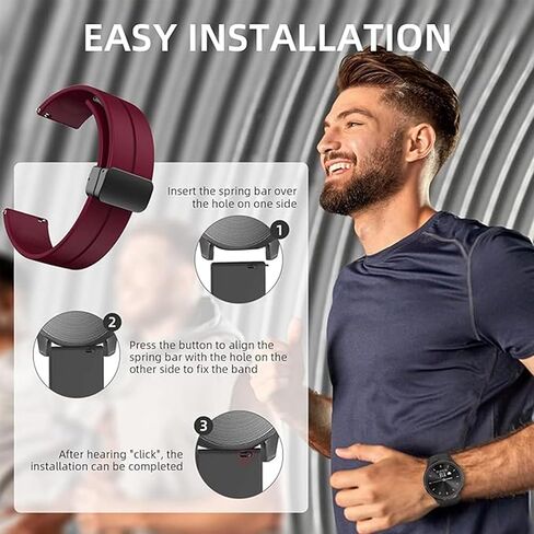 حزام ساعة سيليكون مغناطيسي لساعة Garmin Vivoactive 5 / Garmin Vivoactive 3، Garmin Vivomove 3 / Garmin Approach Bands، حزام رياضي بديل بإبزيم مغناطيسي قابل للطي للرجال والنساء in Saudi Arabia